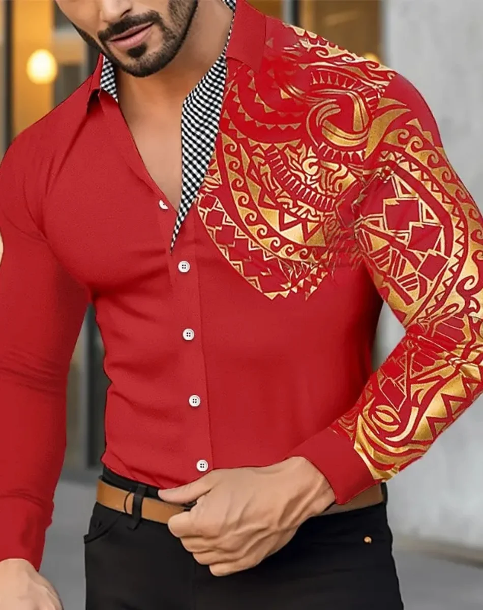 2025 Новые продукты Мужская рубашка Рубашка на пуговицах Повседневная рубашка с длинным рукавом ярко-золотой лацкан Весна Осень Офис Карьера Свадебная вечеринка
