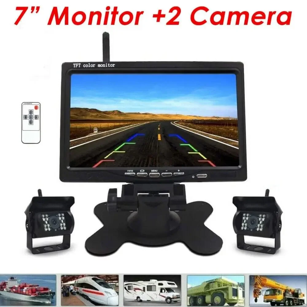 

QueenDer-Wireless Backup Rear View Camera System 7" Monitor Night Vision For RV Truck Bus