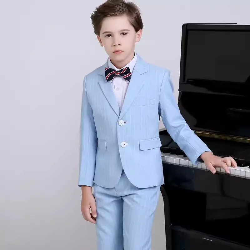 Flower Boys Jacket Vest Pants Bowtie 4PCS Wedding Dress Children Luxurious Piano Photograph Suit Teenager Kids Tuxedo Costume