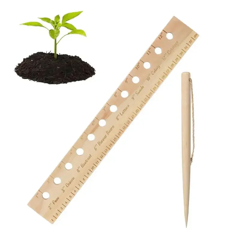 

Wooden Plant Spacing Ruler Seeding Garden Template Spacer With Plant Dibber Spacing Template Garden Seedling Spacer Planter