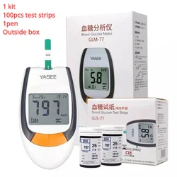 YASEE GLM 77 Sugar Glucometer Blood Glucose Meter Tester Meter Diabetes Test Kit &100pcs Test Strips Device Glucometer Diabetic