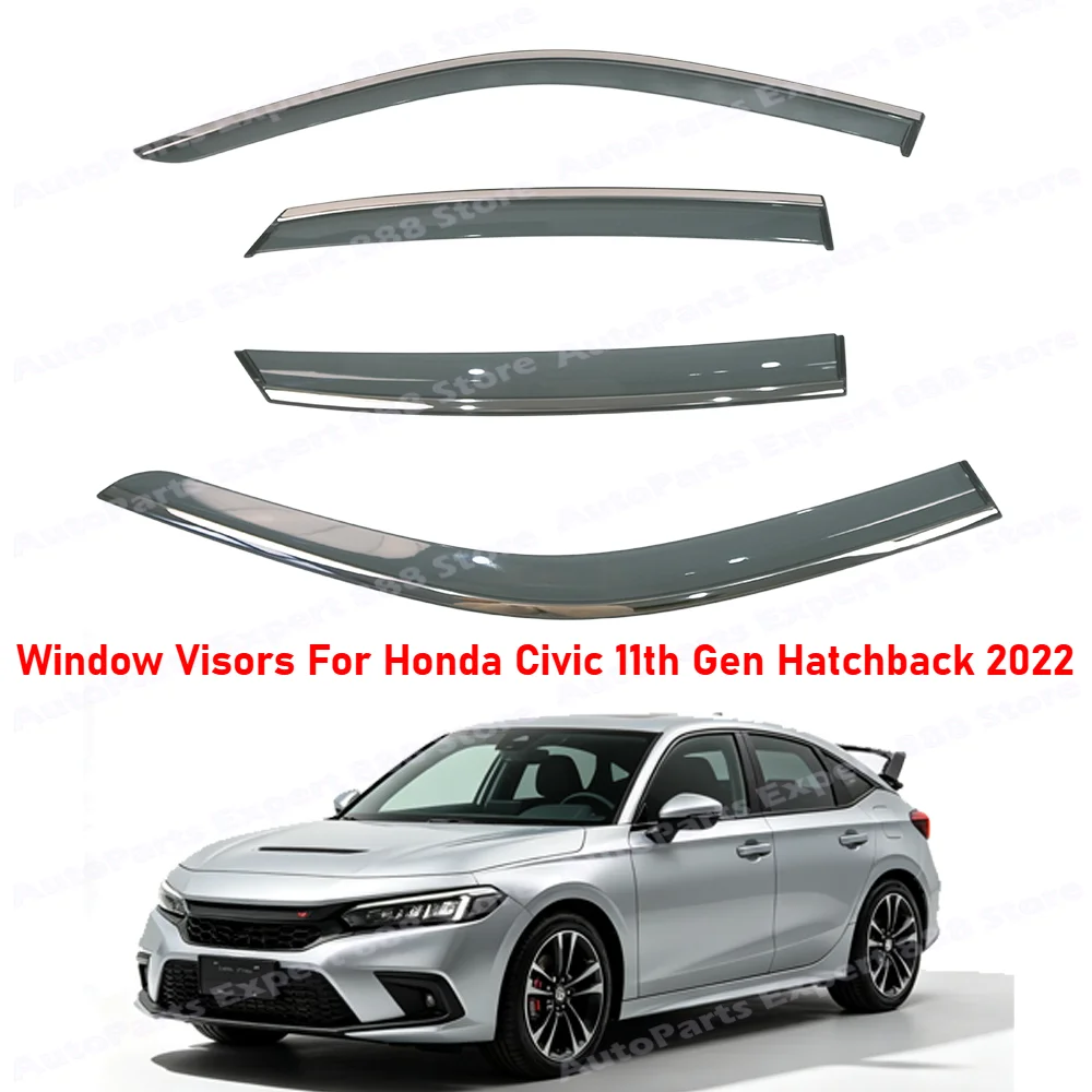 Window Visors For Honda Civic 11th Gen FL Hatchback 2022 FL5 Type R Rain Deflector Window Shield Weatherproof Car Accessories