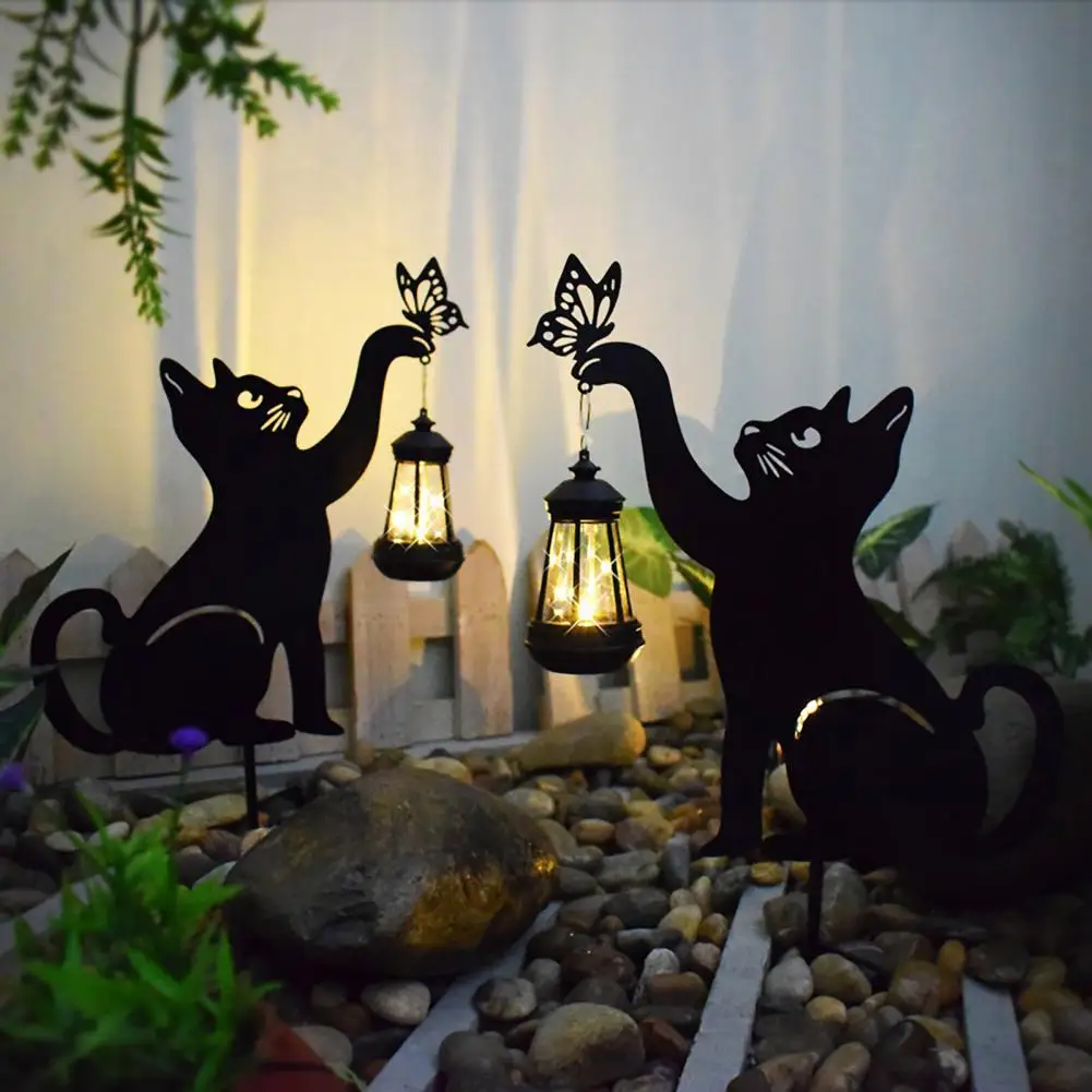 

Solar Cat Lantern Cute Cat Solar Lantern Black Cat Garden Statue with Led Warm Light for Outdoor Decor Lawn Backyard Outdoor