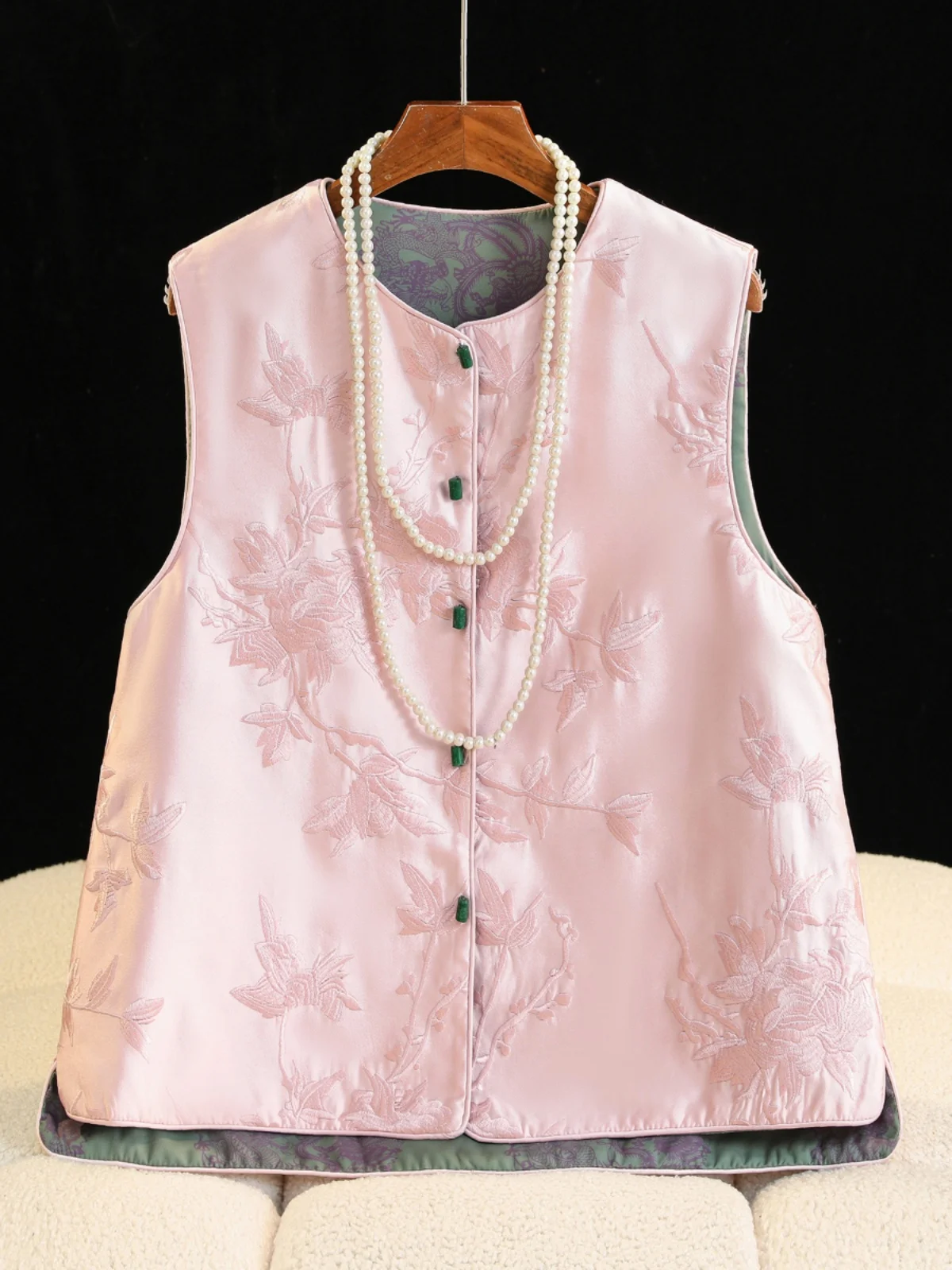 

Ele новый китайский ацетатный жилет, женский летний жилет с вышивкой в виде скользяев, тяжелая работа, модный круглый жилет на пуговицах