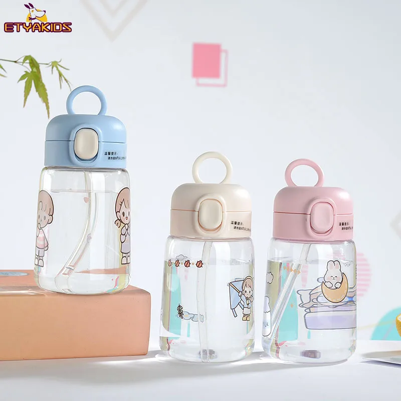 

Kids Water Bottles Free Stickers PC Children's Drinking Kettle 380ML Healthy Plastic Portable School Cup Transparent Water Cup