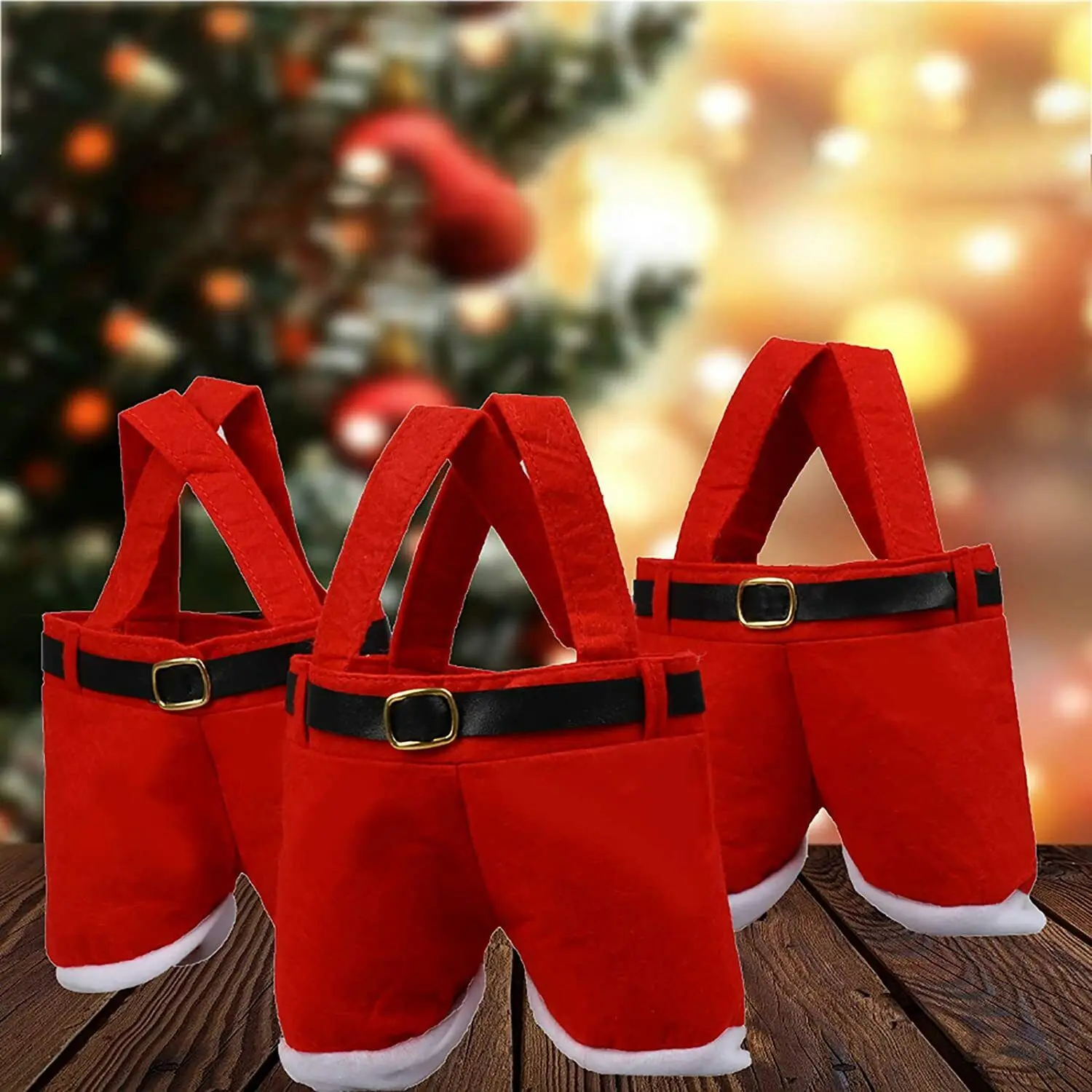Sacs cadeaux de noël Style pantalon de père noël, sac à main Portable pour bonbons, sac à dos rouge pour pantalon de père noël, décoration de fête de noël