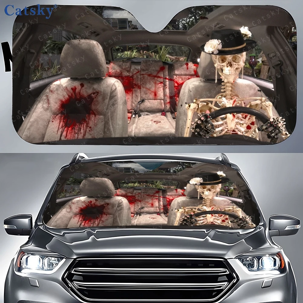 Skeleton Car Sunshade | Universally Applicable Polyamide Auto Sunshade With Front Window Sun Cover, Durable Visor For Car Decor