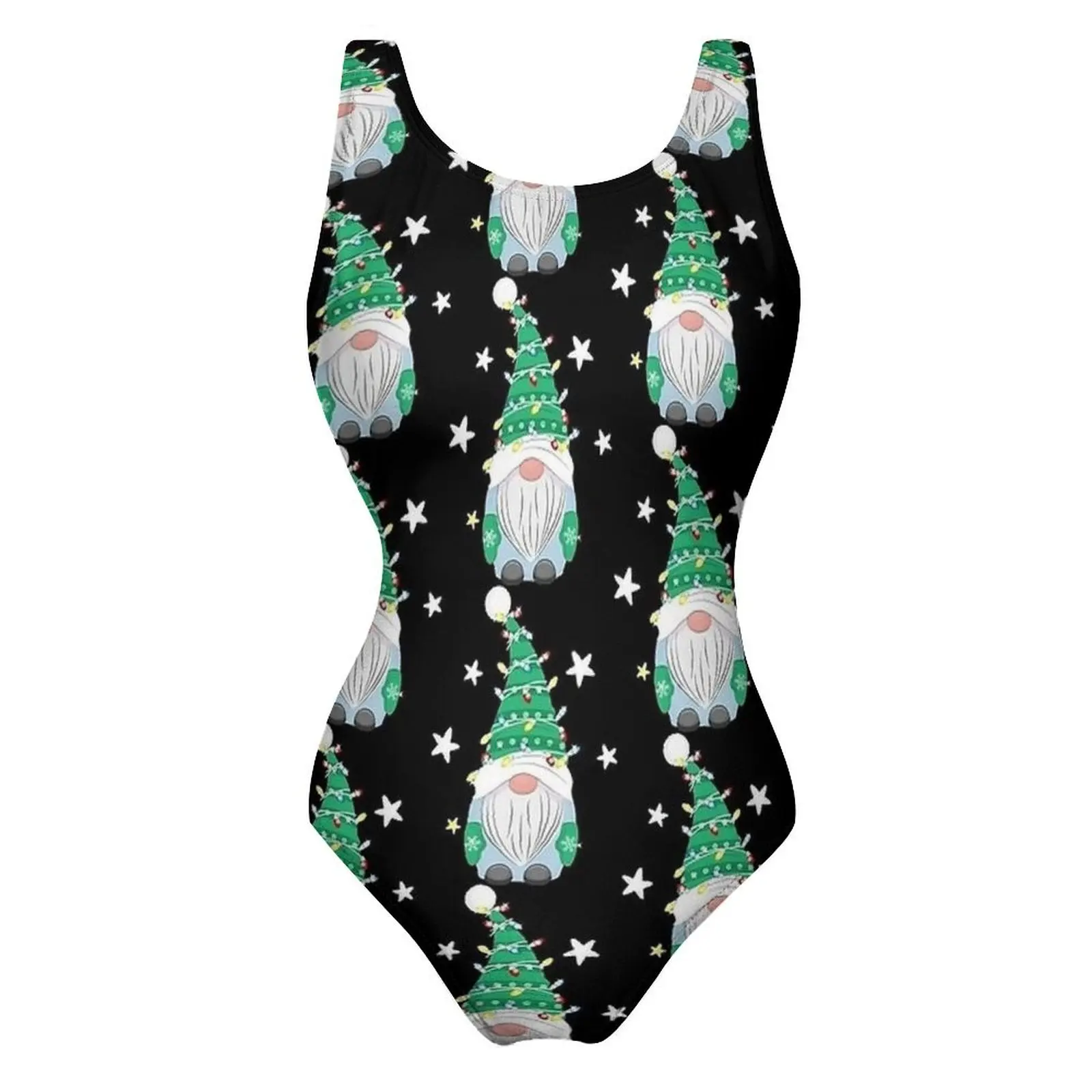 Cute Christmas Gnome Swimsuit Christmas Trees Push Up Swimwear One-Piece Holiday Surf Monokini Bodysuit Sexy Graphic Beachwear image 4
