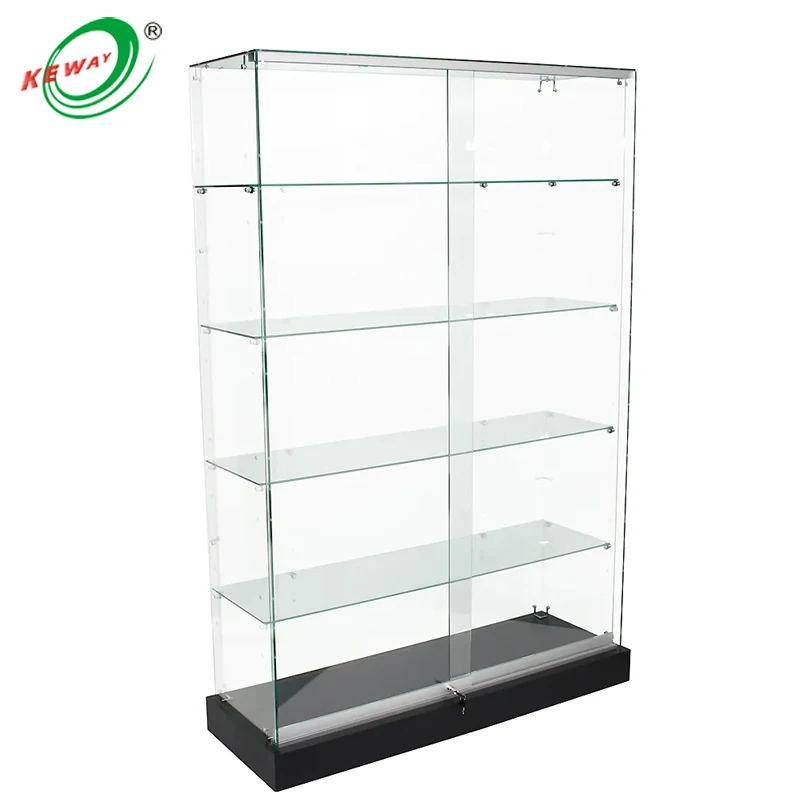 Custom.80 * 40*180cm Frameless full retail shop store display tempered glass showcase