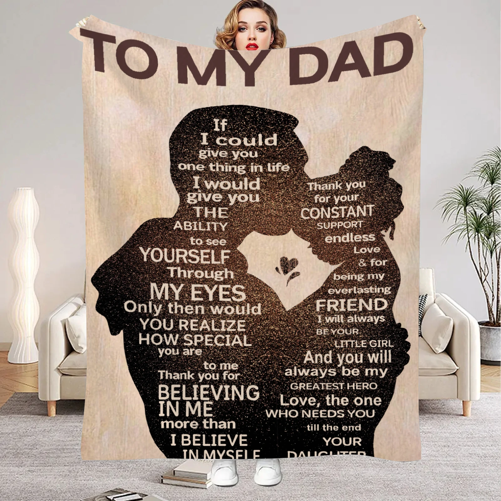 Blanket Mother's Letter to Daughter English Print Fluffy Flannel Blanket for Home Living Room Bedroom Decor 2026 New Year Gift