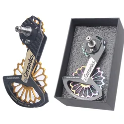 RACEWORK ceramic bearing carbon fibre rear derailleur road bike large guide wheel for Simano R6800/7000/8000/9100/9150 SS/8050