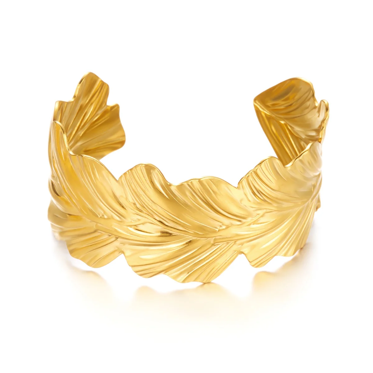 Vintage Edelstahl Breite Blätter Armbänder Für Frauen Männer Übertrieben Gold Farbe Pflanze Baum Blatt Chunky Armreifen Punk Schmuck