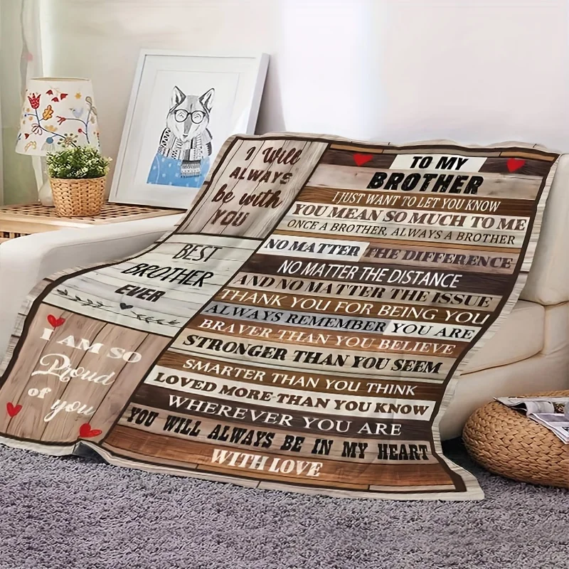 Envelope Printed Flannel Blanket To My Brother Blanket Warm Soft Throw Blanket Nap Blanket For Couch Bed Sofa Office Camping