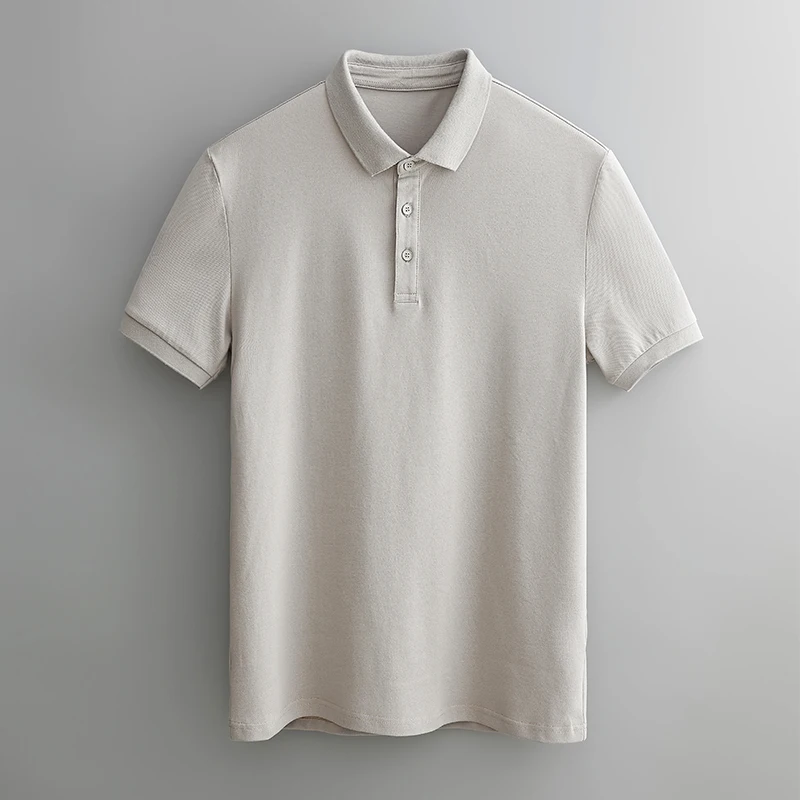 Light Luxury Cotton Polo Shirt Men\'s Summer Thin Casual Lapel Short Sleeve Men\'s Shirt Trendy Half Sleeve Slim T-shirt