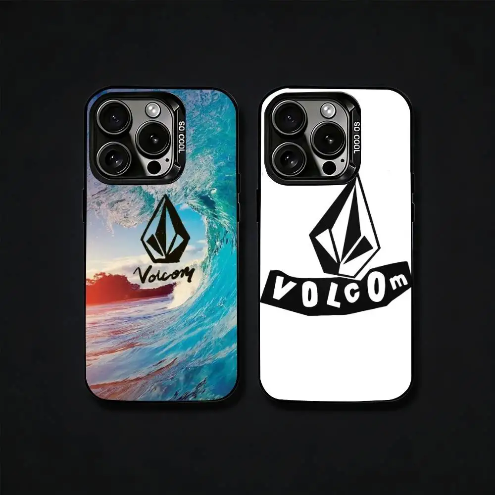 

V-Volcom Logo Phone Case For iPhone17, 16,15,14,13,12 Pro Max Black Candy Matte Shockproof Cover