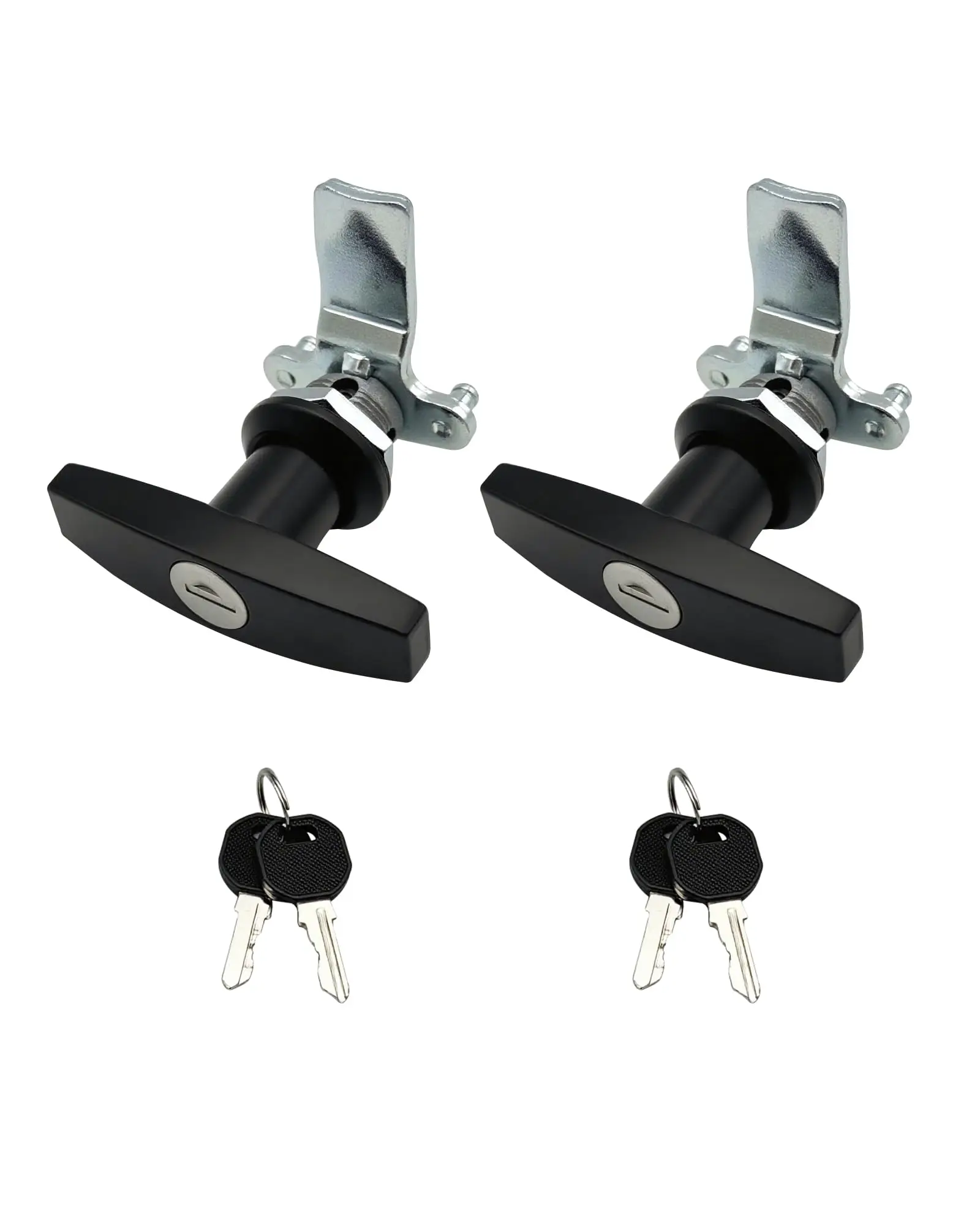 

Дверной замок с Т-образной ручкой, 2 шт., фиксирующая защелка крышки грузовика с 2 ключами, замок из цинкового сплава, комплект Т-образных ручек для двери гаражного шкафа кемпера (черный)