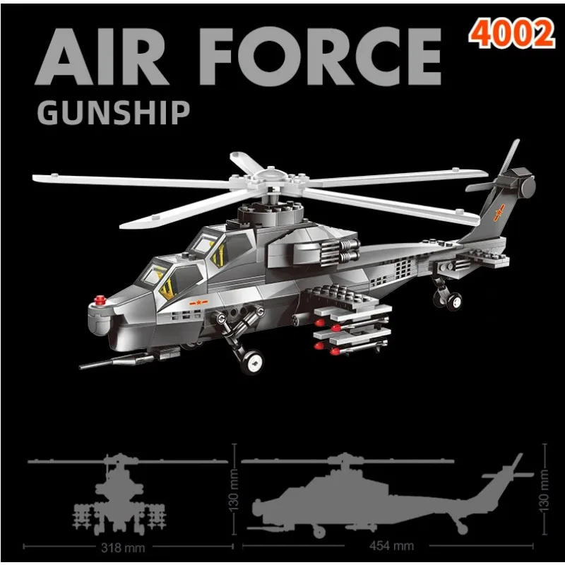 

Military combat aircraft WZ10 armed helicopter small particle building block model children's puzzle building block toys