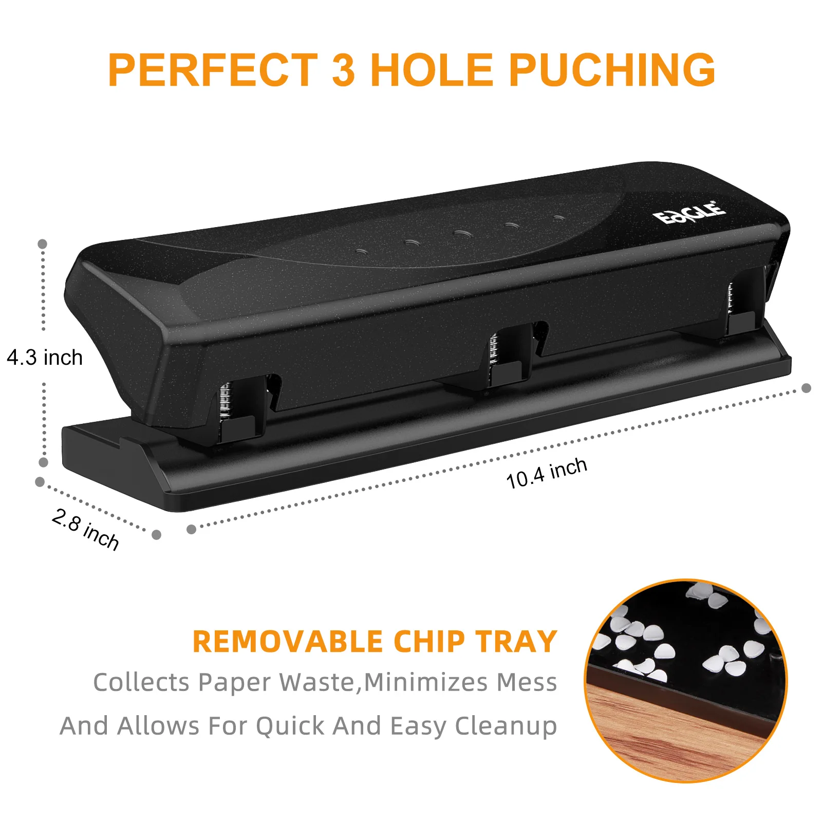 Eagle Force Saving 3 Hole Punch, Heavy Duty Paper Puncher with 20 Sheet Capacity, Fit for Ring Binders, Office, School Supplies