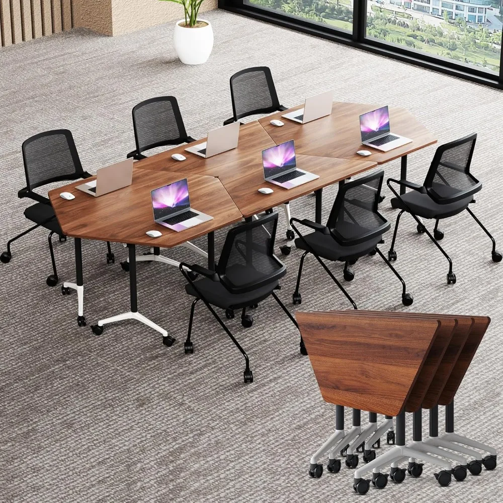

Conference Room Table with Flip-Top Design for Dynamic Meetings, Business Table Computer Desk with Heavy-Duty Frame,Foldable Sem
