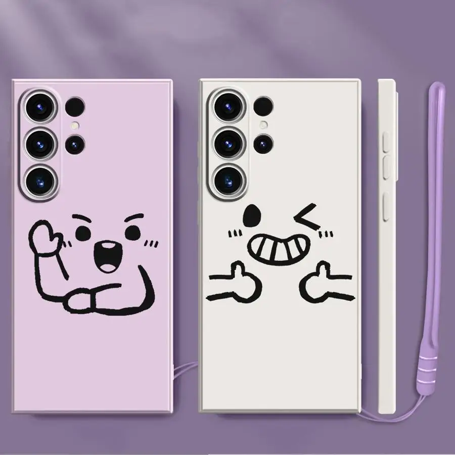 Simple Happy Expression Phone Case for Samsung Galaxy S24 FE S21 Plus S23 S22 Ultra Note 20 10 Ultra S25 Edge S20 Soft Cover