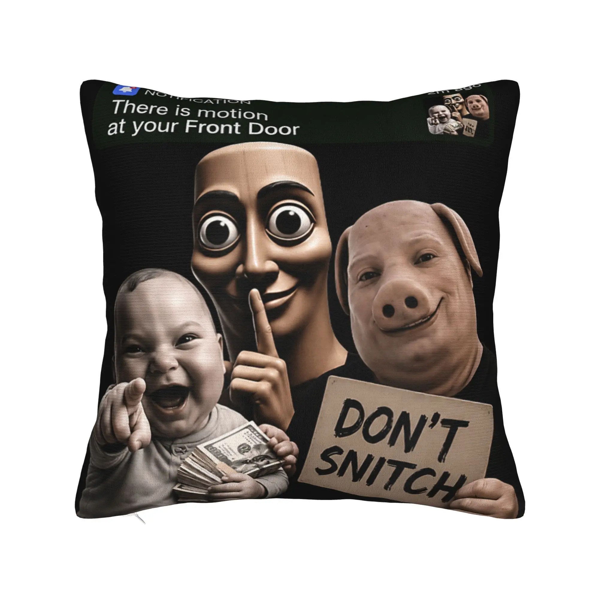 Motion at Your Front Door Tung Sahur John Pork Ai Baby Meme Pillowcases Pillow Case For Sofa Couch Bed Living Room Pillow Cover