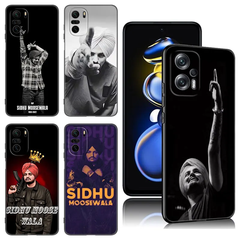 Sidhu Moose Wala Black Silicone Phone Case For Xiaomi POCO X3 X4 NFC F4 GT F5 F6 M3 M4 M6 X5 X6 Pro 5G M5 C55 C65