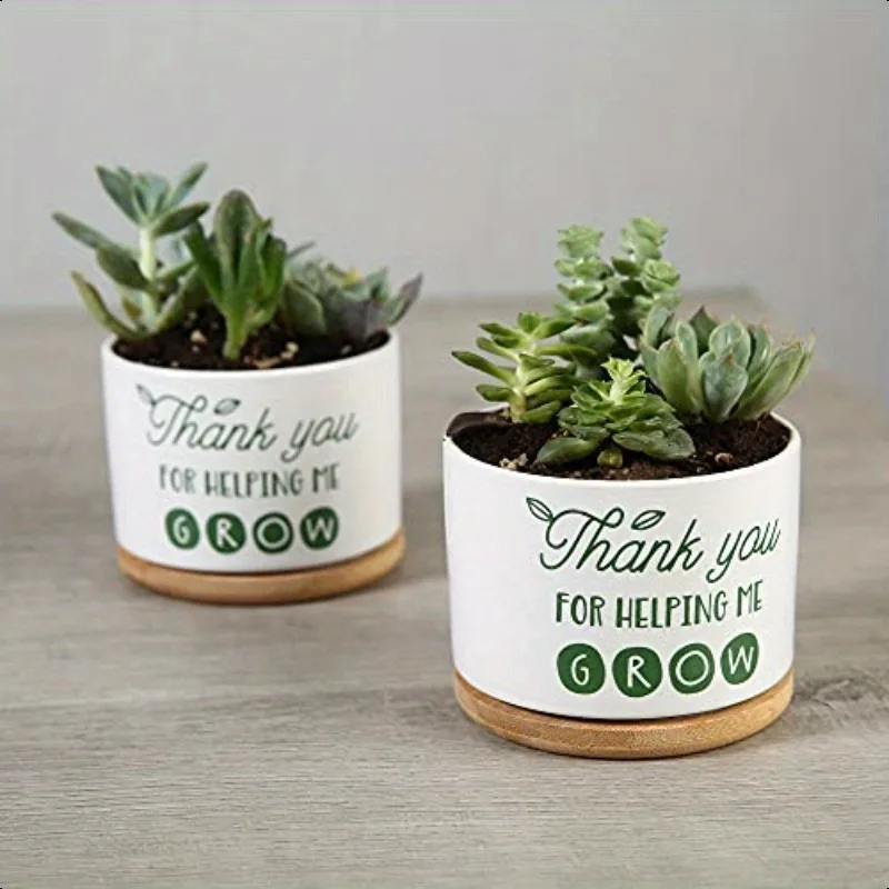 Flower Pot for Home Office Decor Thank You for Helping Me Grow Flower Pot Teachers ' Day Gift for Teacher (excluding Plants)