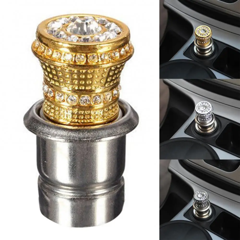 Universal Stylish Bling-Car Power Plug Socket Plug Outlet Power 20mm Faux Crystal Cigarette- Lighter Heater Sparkling Auto Decor