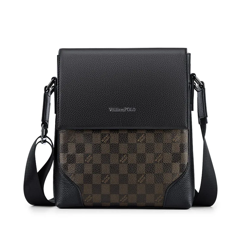 

Genuine leather men's single shoulder bag fashionable business crossbody bag high-quality cowhide bags zipper magnetic satchel