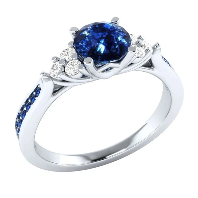 

Genuine Natural Sri Lanka Sapphire S925 Sterling Silver Ring Birthstone Engagement Design Ring Ladies Blue Gemstone Fashion Ring