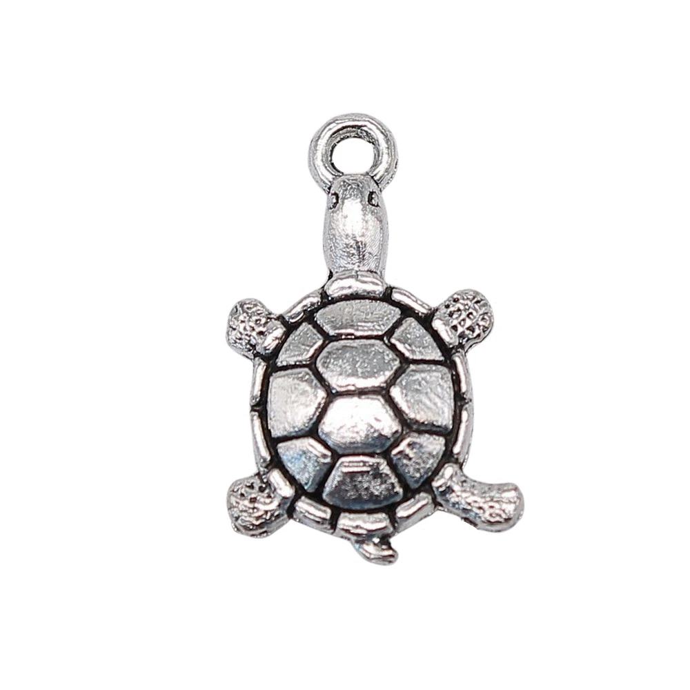 10pcs/lot 18x11mm Tortoise Charms For Jewelry Making Antique Silver Color 0.71x0.43inch