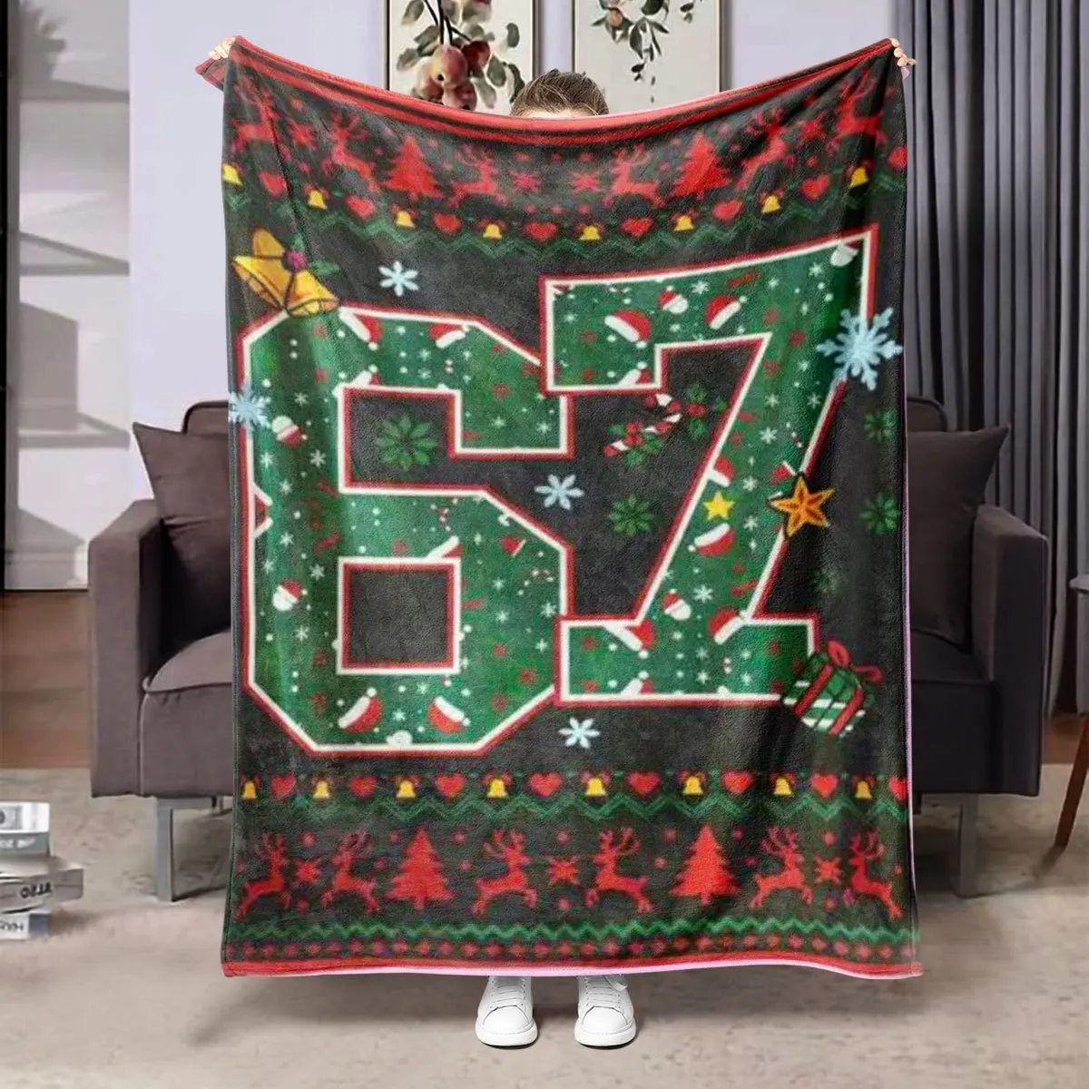 

Christmas four-season flannel blanket 67 patterns for all-season bed covers sofas, travel companions. Designed in neutral colors