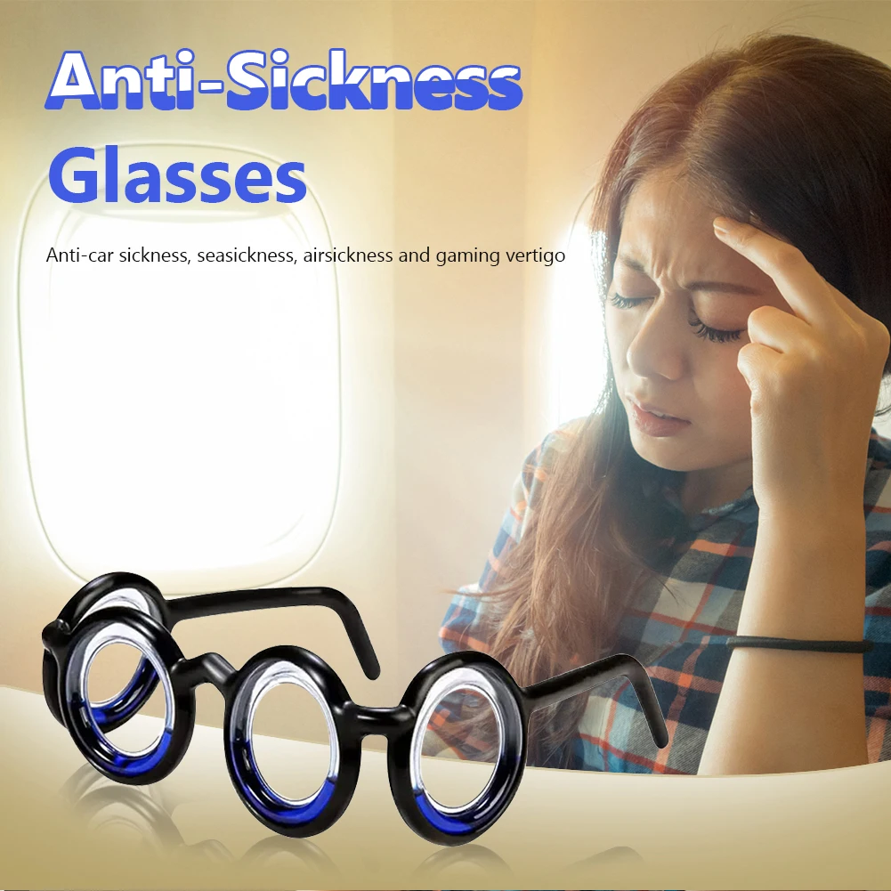 Multipurpose Motion Sickness Glasses Without Lens Anti-Nausea Glasses Detachable Lightweight Foldable for Old Adults Children
