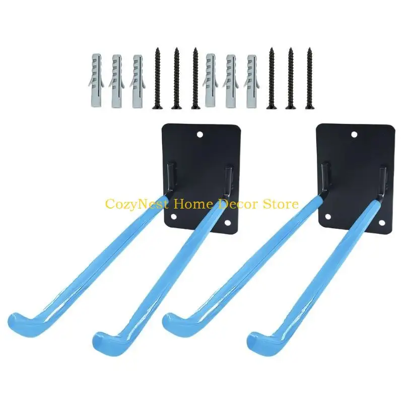 

92MF Set of 2 Large Utility Wall Hooks for Garage Shed Workshop Storage Heavy Duty Coated Iron Hangers for Heavy Loads