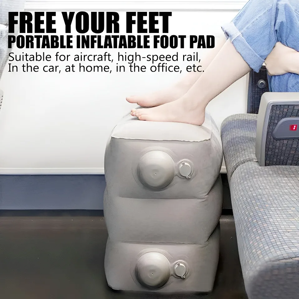

Adjustable Height Portable Foldable Inflatable Footrest Pillow Essential Travel Cushions For Kids Adults Airplane Travel