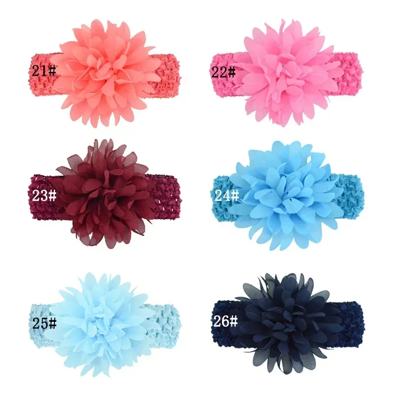 1PC Girls Headbands Chiffon Flower Bows Soft Strecth Bands Baby Hair Accessories for Newborns Infants Toddlers and Kids