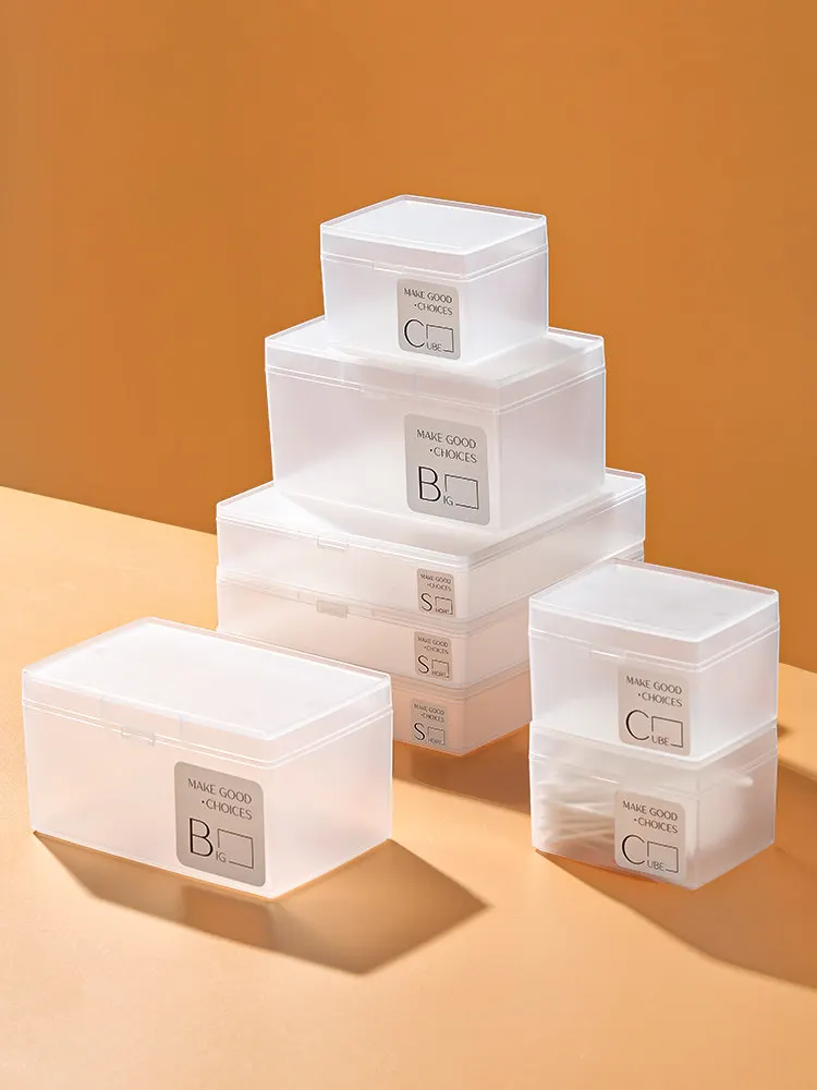 Caja de almacenamiento de plástico transparente esmerilado, organizador de maquillaje japonés de Material PP, soporte para tarjetas y artículos pequeños, contenedor ordenado para escritorio