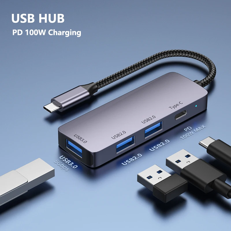 USB C HUB with PD 100W Charing for Macbook Pro Lenovo Dell Samsung S23 24 HUAWEI Xiaomi Smartphone OTG PC Accessories