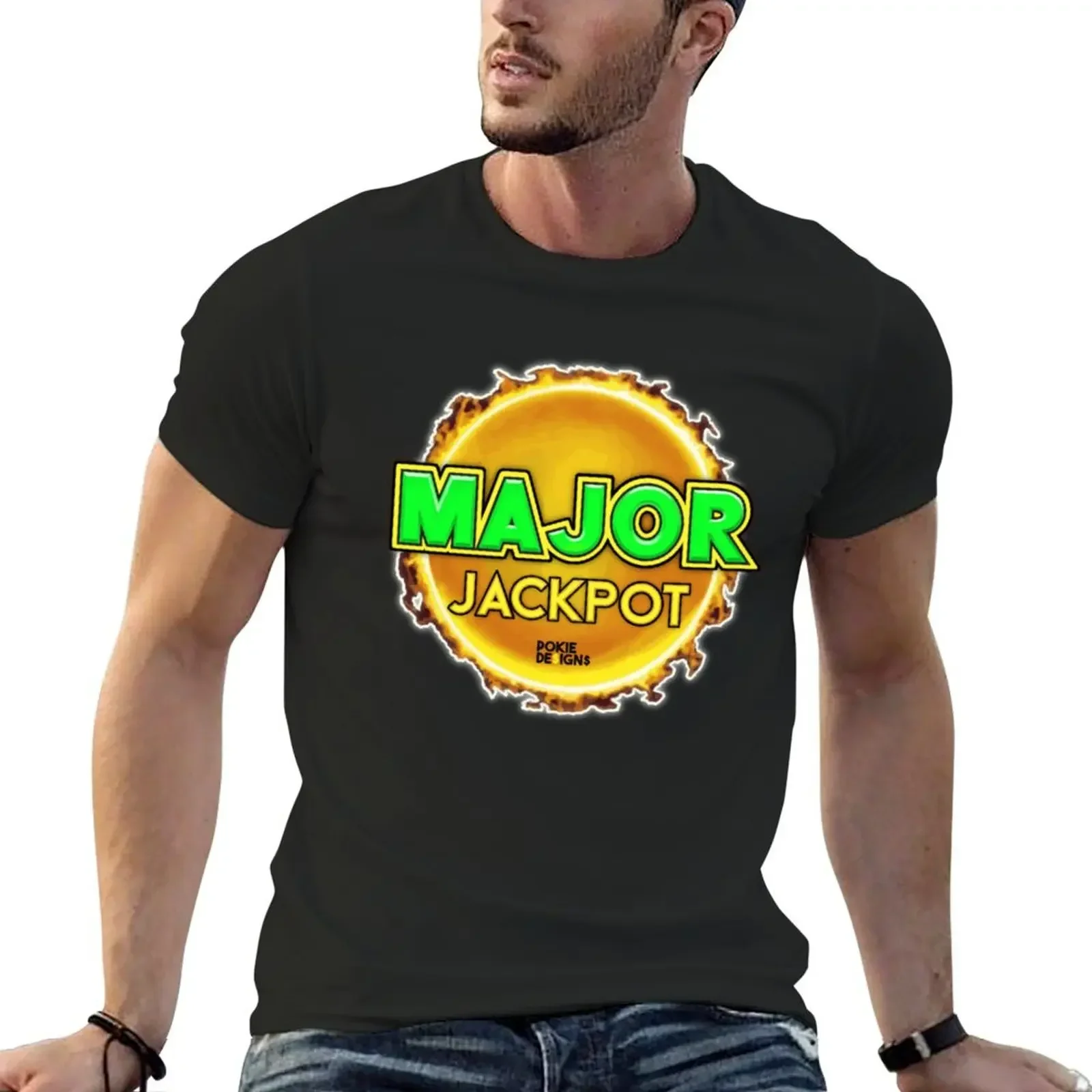 MAJOR JACKPOT Design - Pokie Designs T-Shirt hippie clothes man t shirt quick drying anime stuff mens big and tall t shirts