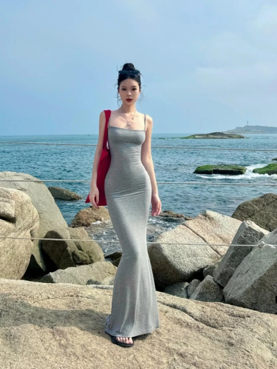 

Beach Vaion ey Kardaian Strap Dr Women's Summer Sexy Tight Dr Wrap around Long Skirt High Waist H-ape