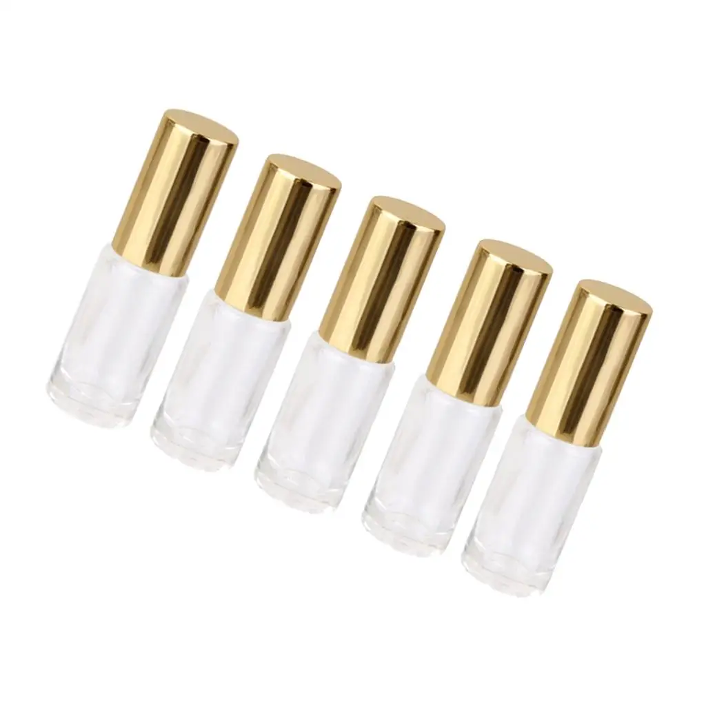 5 pièces 5ml clair Mini voyage Portable vide rouleau à rouler verre bouteilles d'huile essentielle accessoires de maquillage