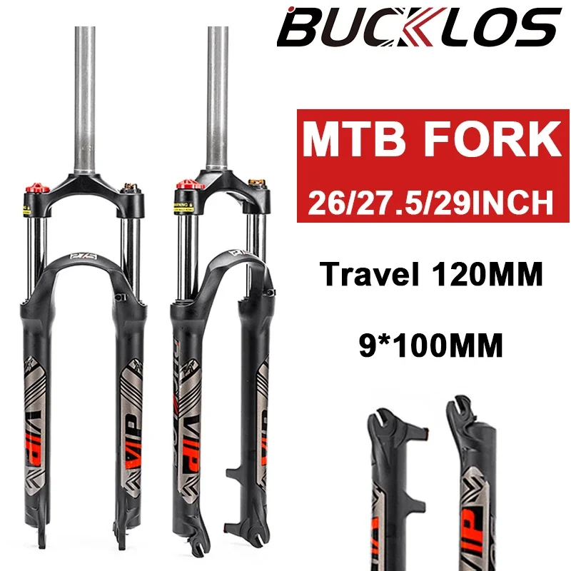 

BUCKLOS Air Suspension 29 MTB Fork 26 27.5 29 9*100mm Bicycle Fork Aluminum Alloy Forks Durable Suspension Mountain Bike Forks