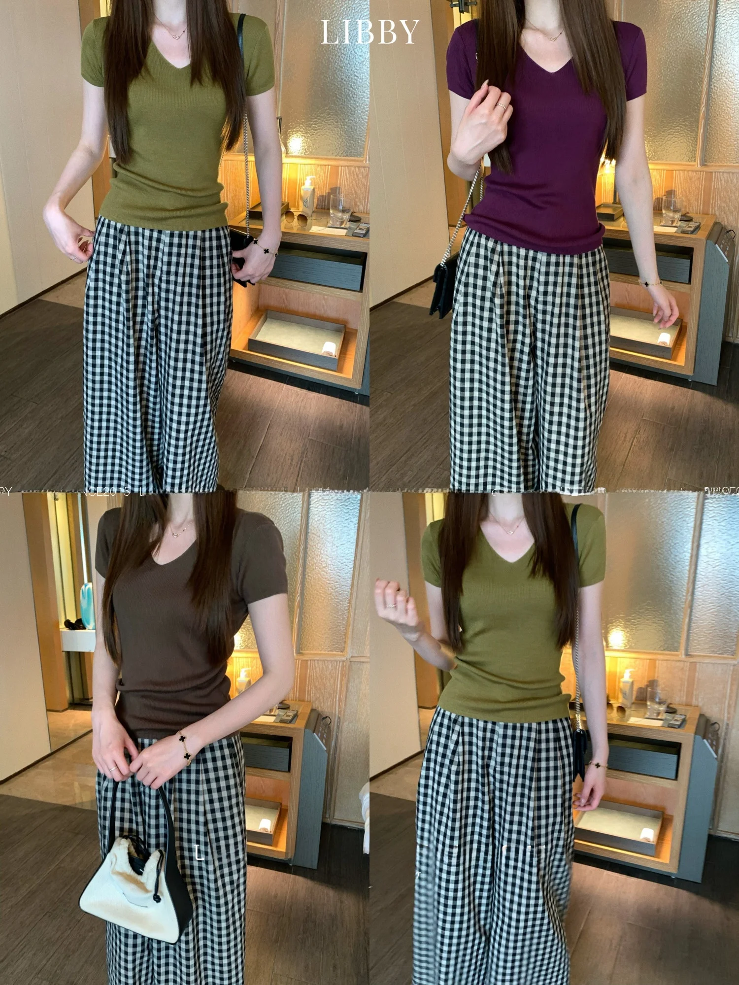 

Женская трикотажная футболка Libby High Quali Silk V-ne Knitwear с V-образным вырезом, однотонная, прямого кроя, влагоотводящая, для повседневной носки