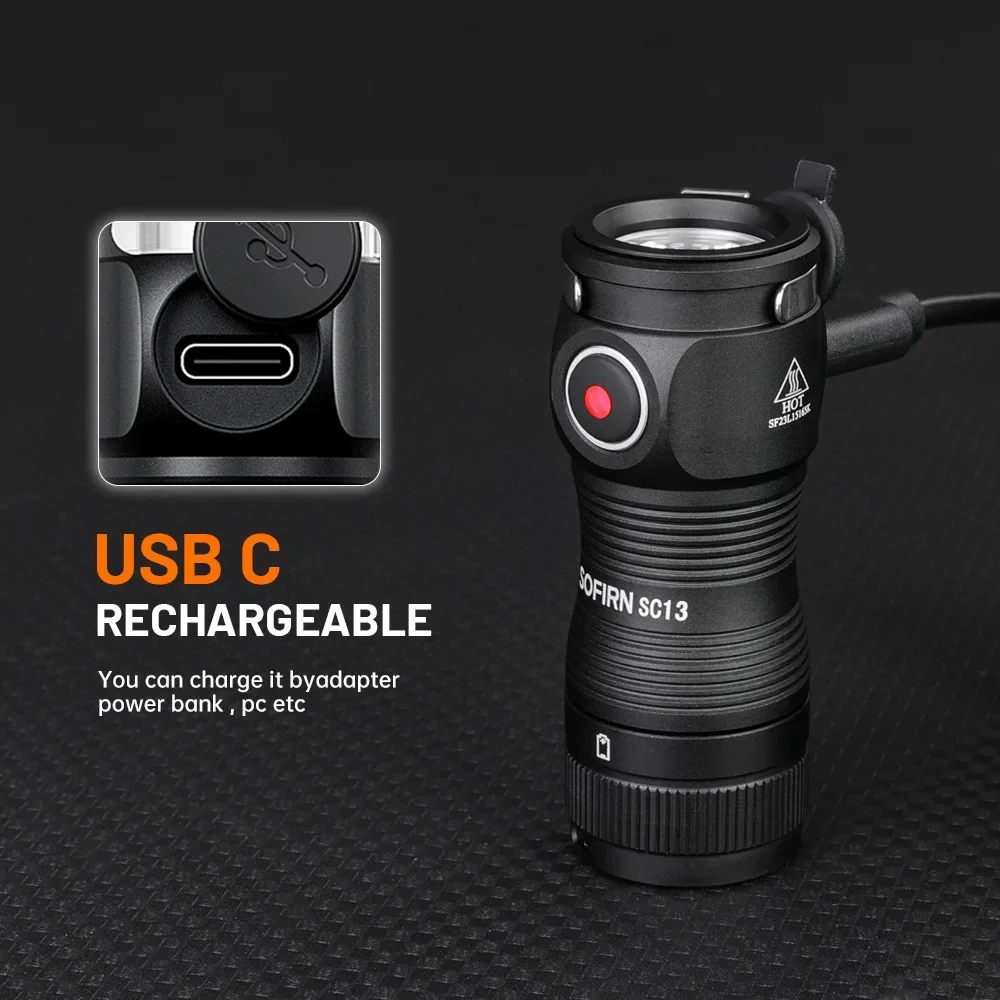 Sofirn ミニ SC13 強力な懐中電灯 SST40/519A LED 1300lm 18350 充電式