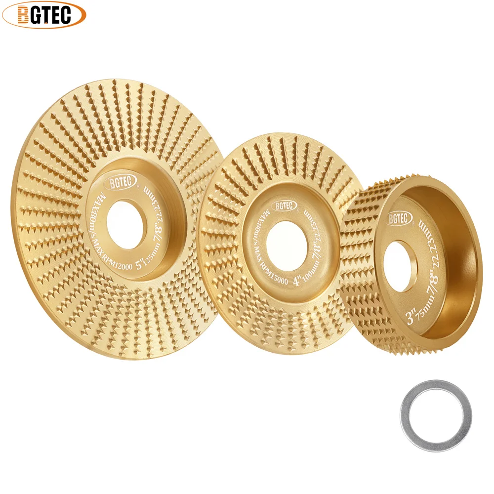 

BGTEC Wood Carving Wheel 75/100/125mm Polishing Wheel Bore 22.23mm Versatile Sanding Disc for Wood Design Tool, Grinding Disc