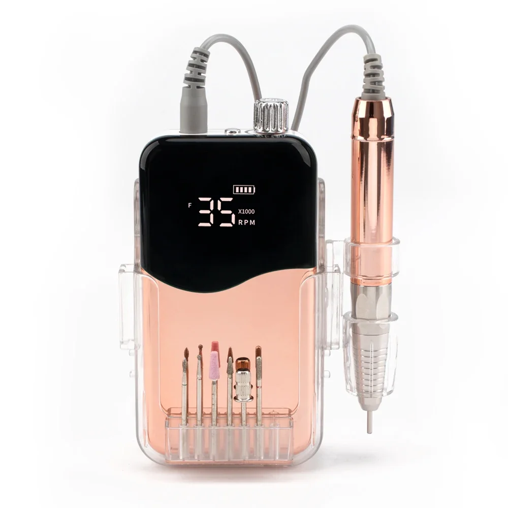 Misbeauty Professional E-file Rose Gold Rechargeable Brushless Nail Drill 35000RPM Wireless With Private Logo For Salon