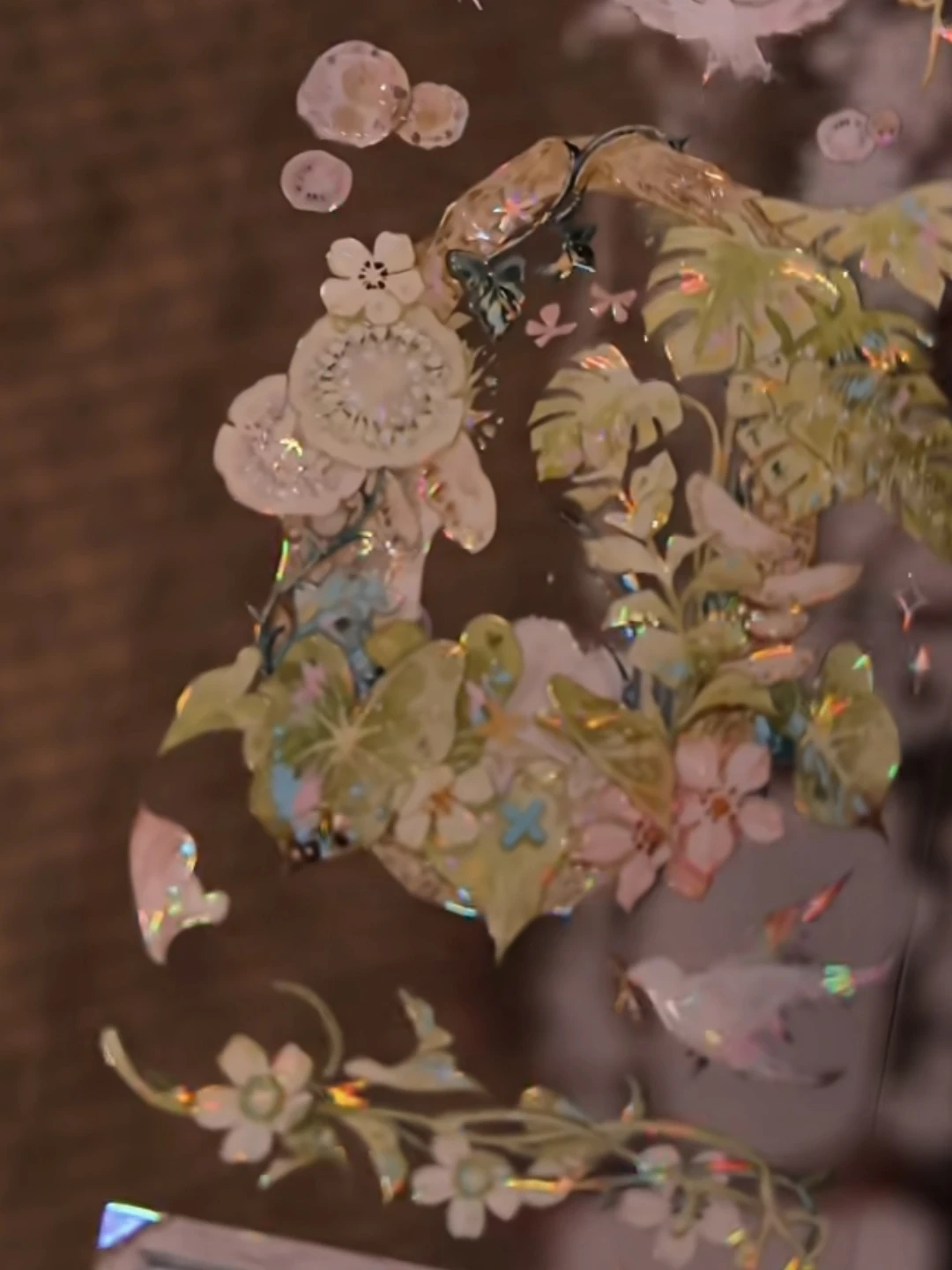 زهرة الطحلب شل ضوء لامعة الحيوانات الأليفة الشريط Gu Mei قاعدة خلفية زهرة الوردي #5