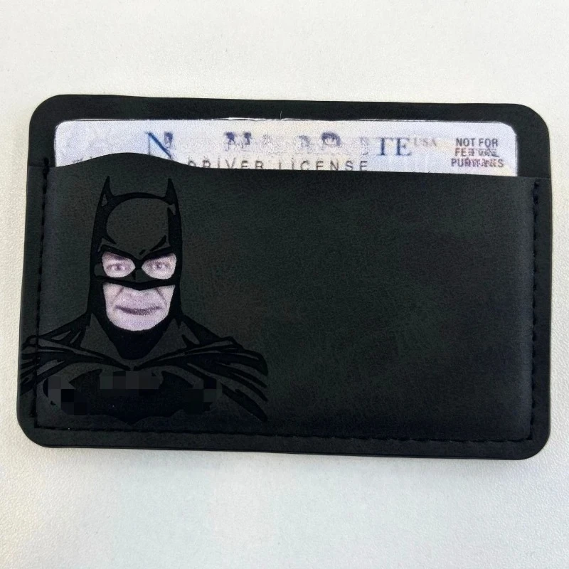 محفظة جلدية سوداء شخصية خارقة قناع حامل بطاقة الخفافيش معرف البطولية المحفظة هدية الرجال الجلود سليم حامل البطاقة المحفظة