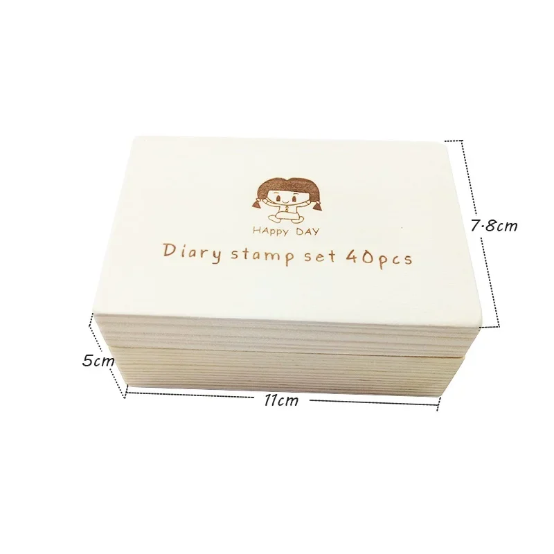 40 pcs/set happy day diary wooden stamp set rubber clear stamps DIY writing stamps retail