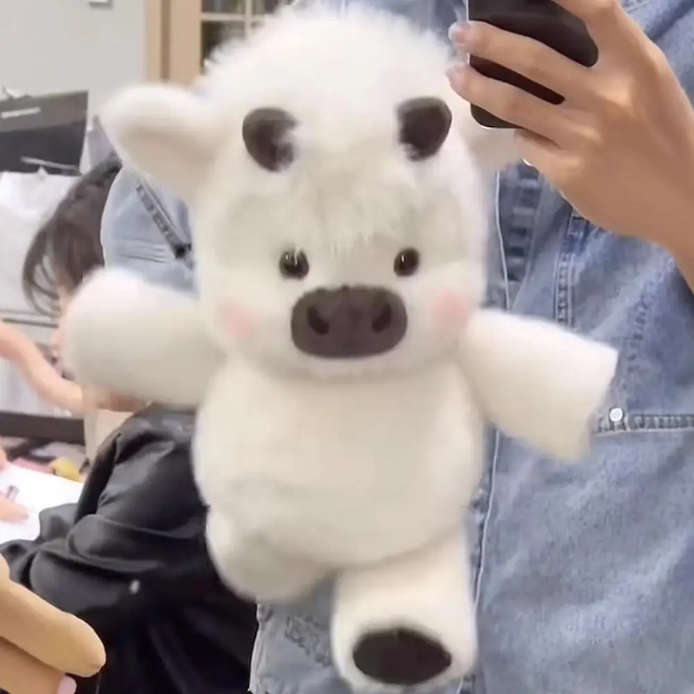 Laufendes Kuh-Plüschtier, Kawaii Highland-Kälberpuppe, Stofftier mit beweglichen Beinen, Geburtstagsgeschenk für Kinder und Erwachsene, Kissen-Tier